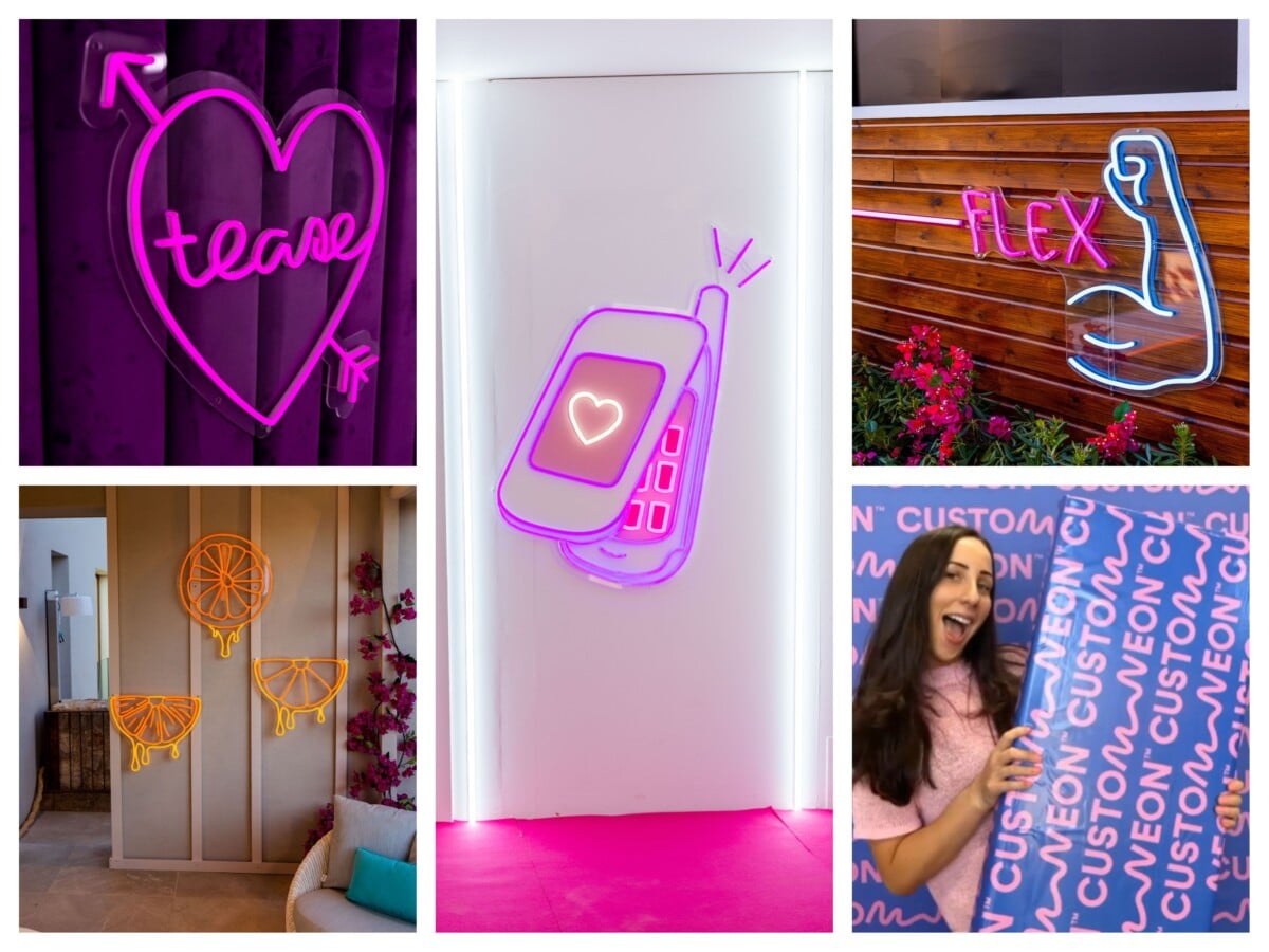 A collage of custom neon signs featured on Love Island Australia